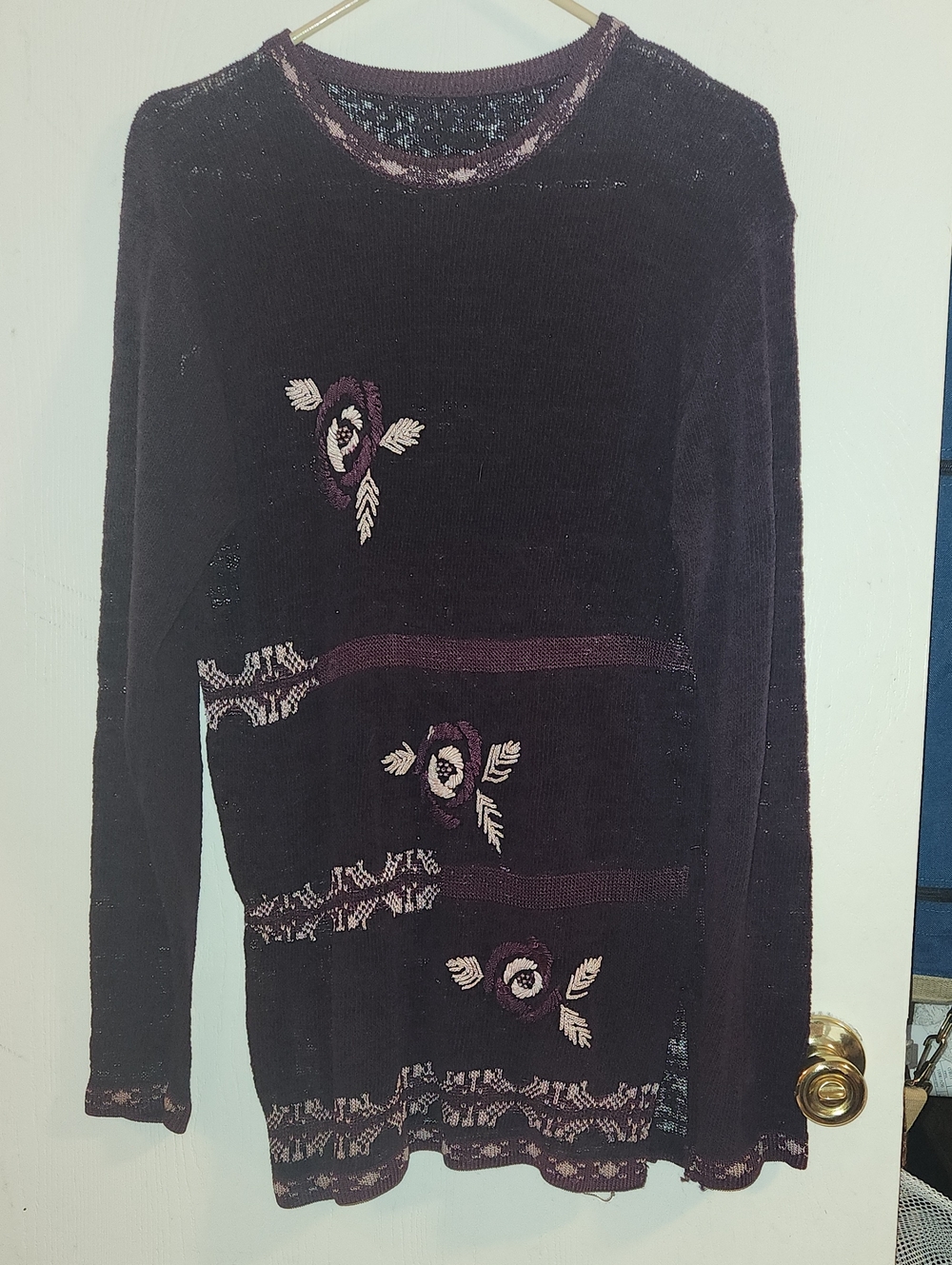 Purple Floral Knit Sweater